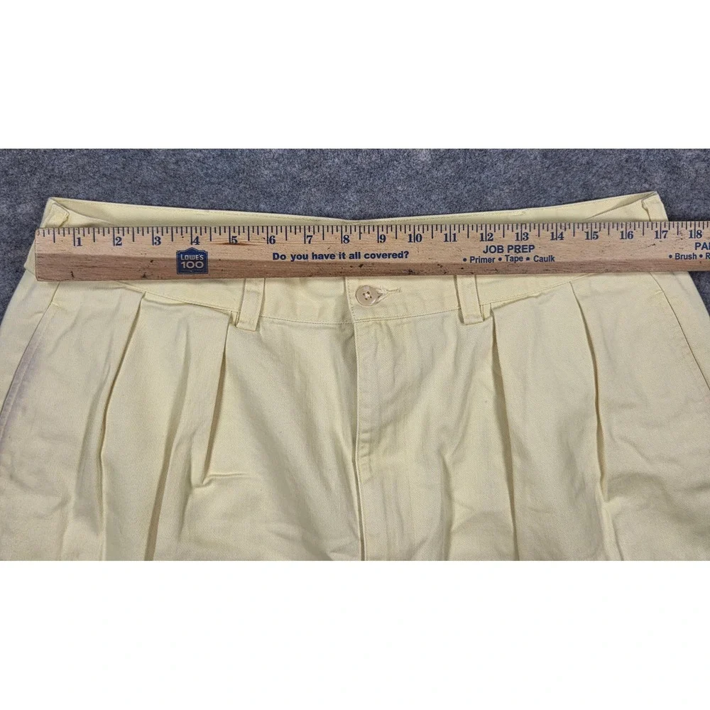 Polo Ralph Lauren Tyler Short Mens 36 Yellow Pleated Chino Shorts *Distressed*